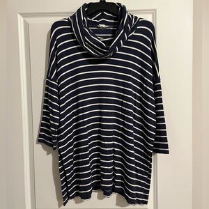 LOFT Striped Turtleneck Tunic Sweater